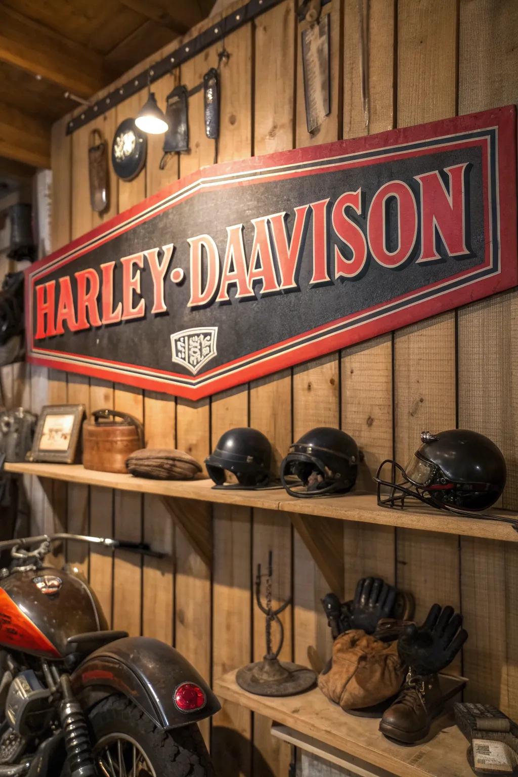 Transform your garage into a biker's haven with vintage motorcycle decor.