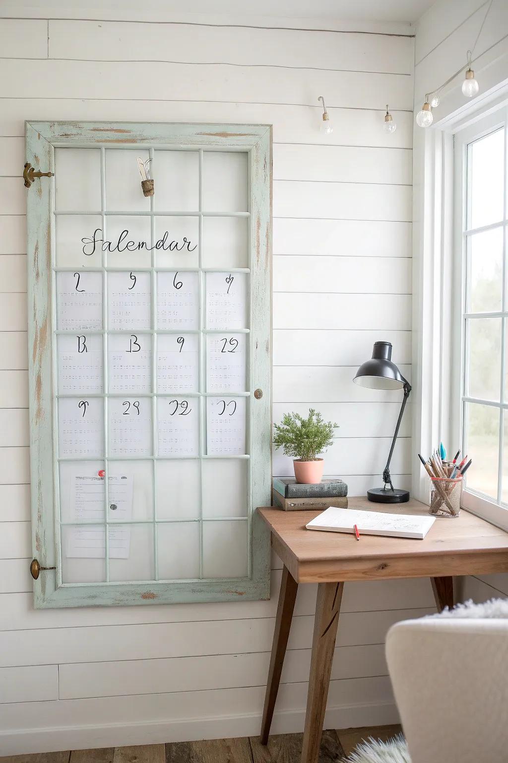 Transform vintage charm into modern functionality with this chic dry erase calendar.