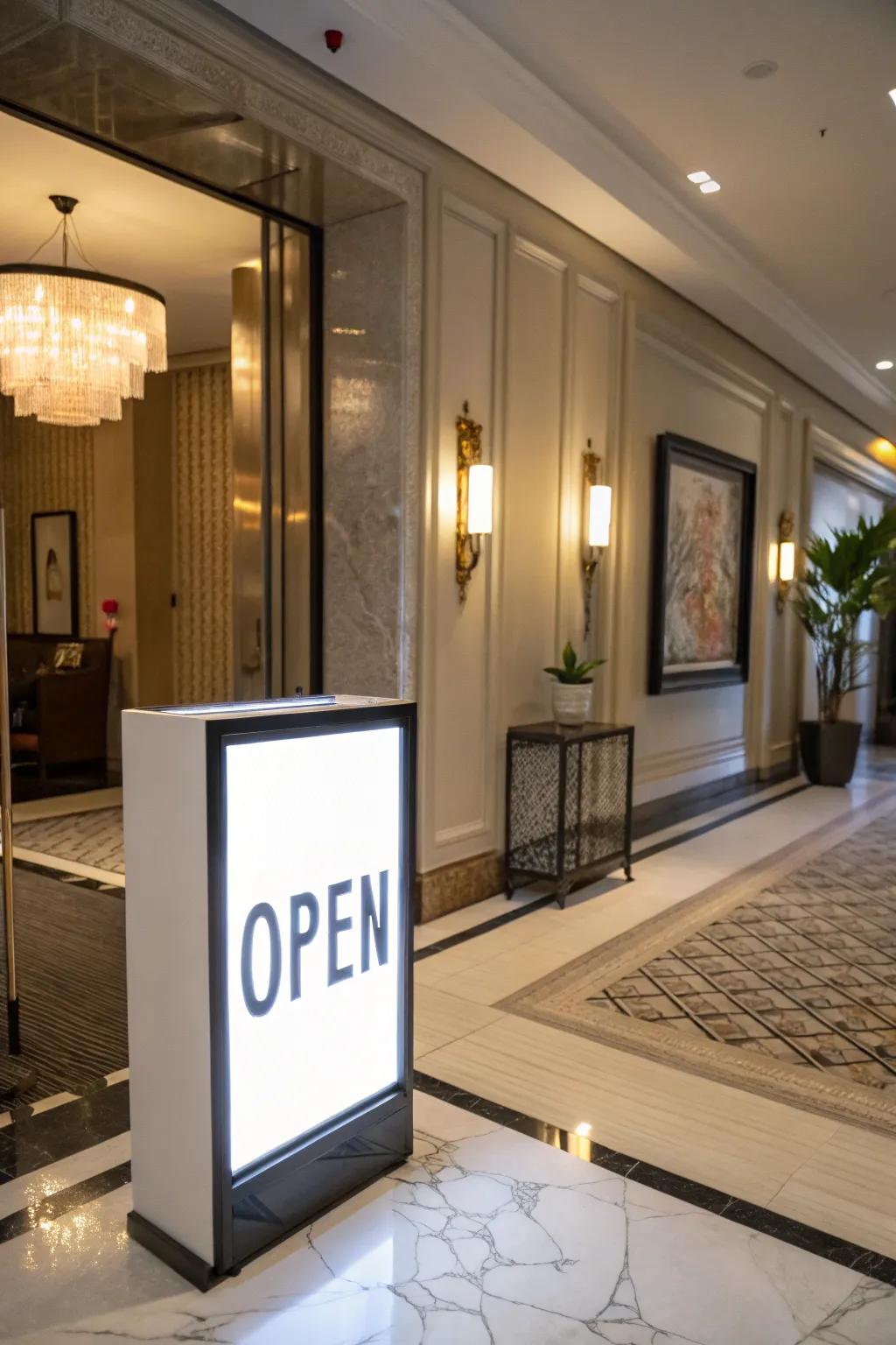 Elevate your space with a sophisticated lightbox sign.