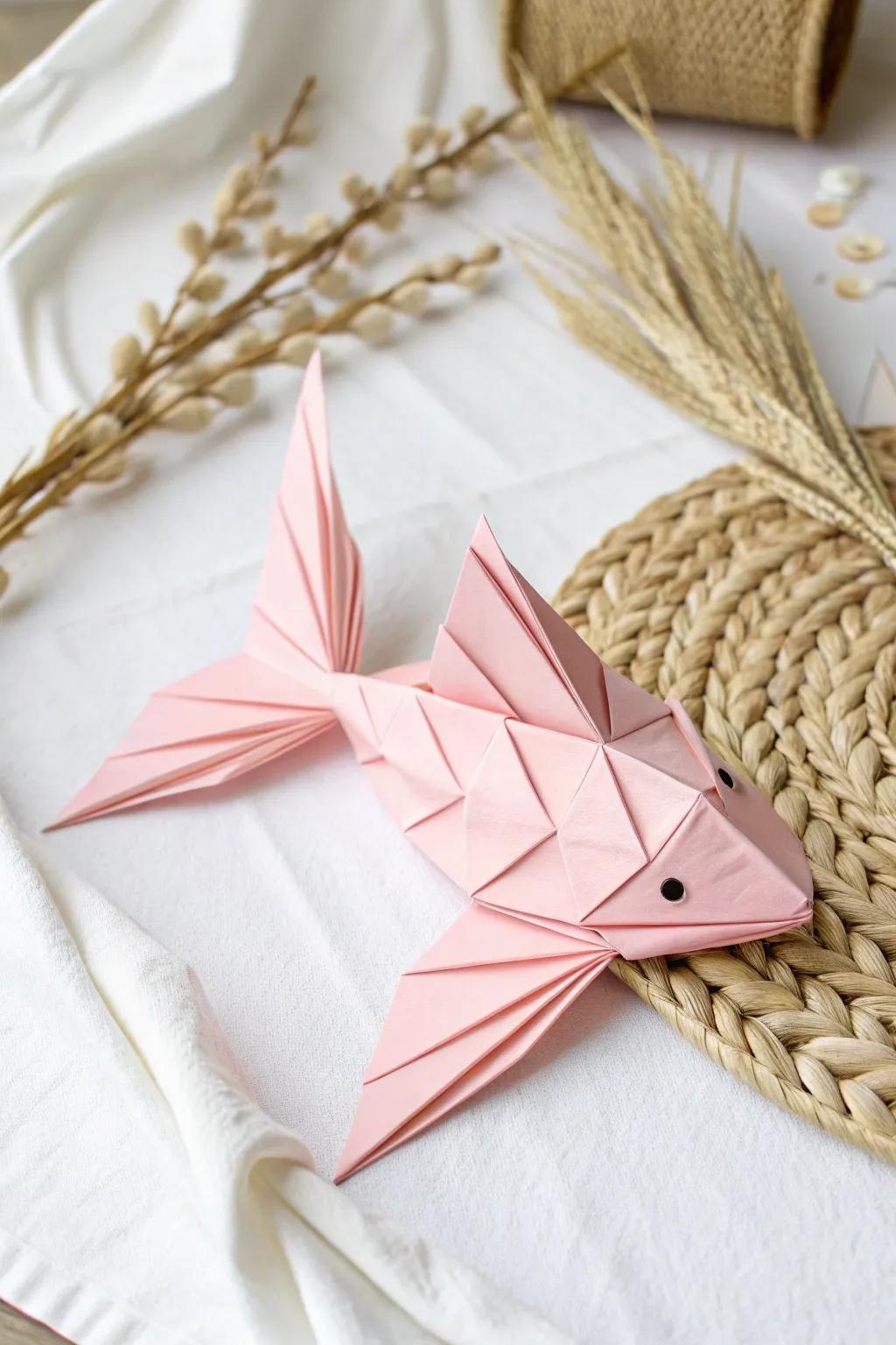 Add a splash of creativity with a delicate origami fish—where Scandinavian simplicity meets boho charm.