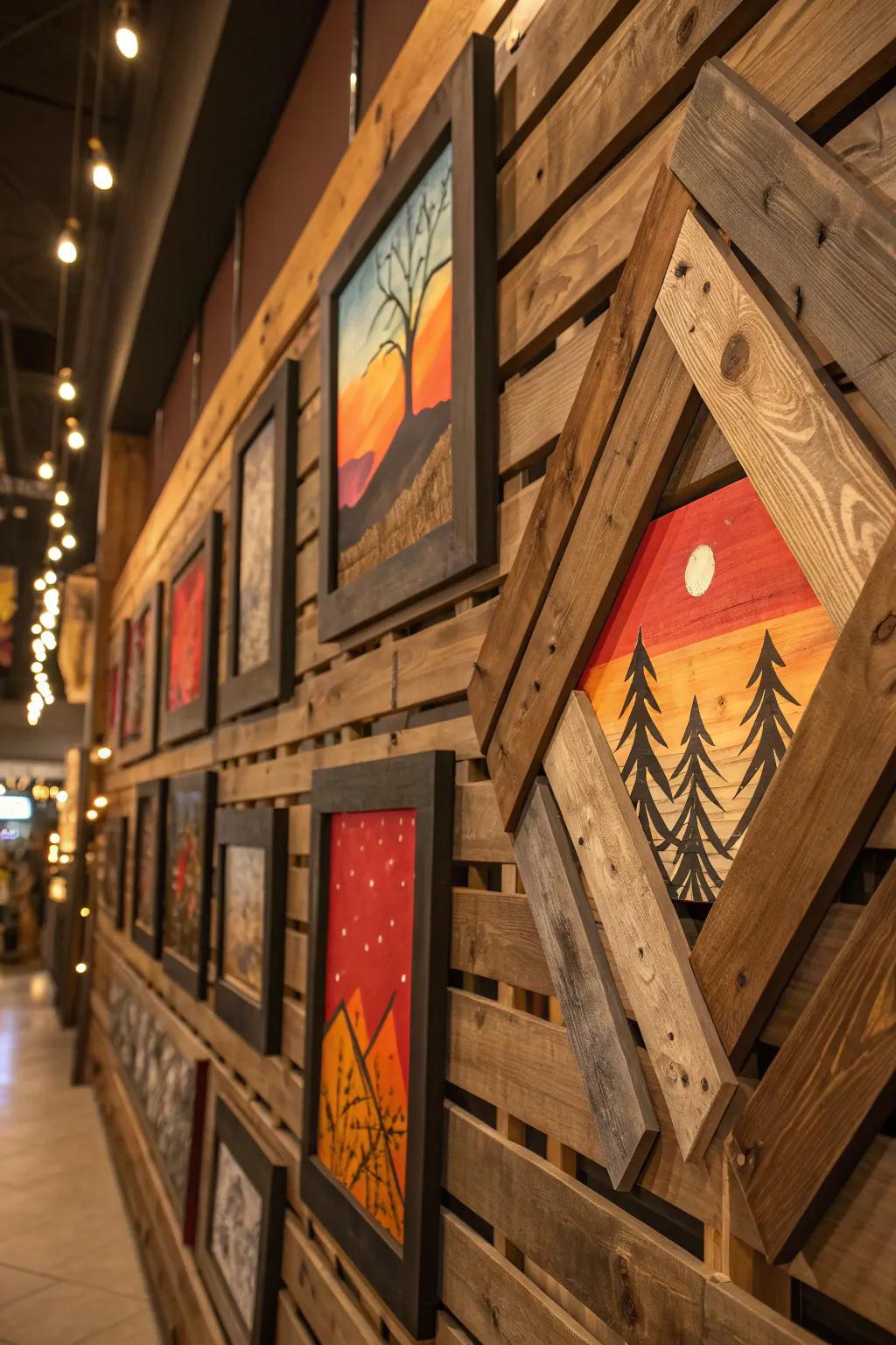 Transform your wall into a masterpiece with this bold pallet art display.