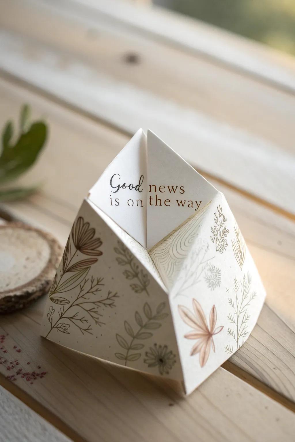 Embrace the charm of a minimalist fortune teller, where simple beauty meets heartfelt messages. 🌿✨