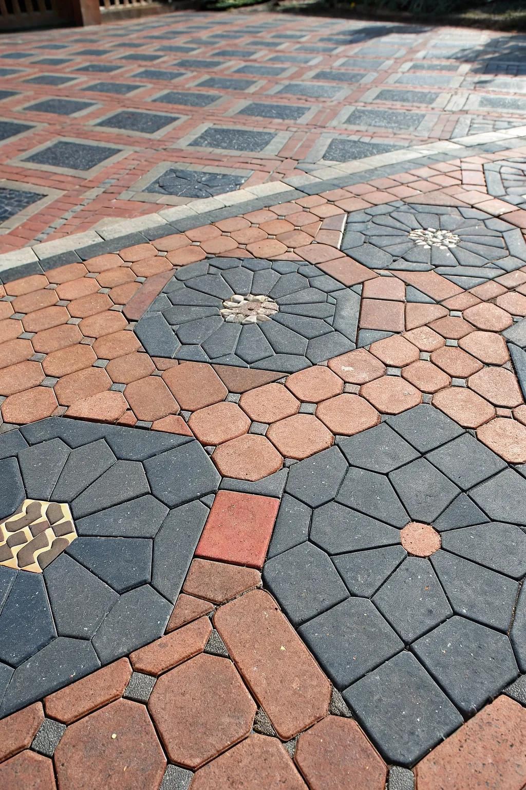 Elevate your outdoor space with the artistry of an octagonal paver pattern.