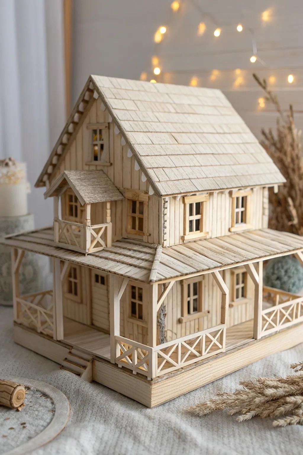 Embrace rustic elegance with this charming farmhouse popsicle stick creation.