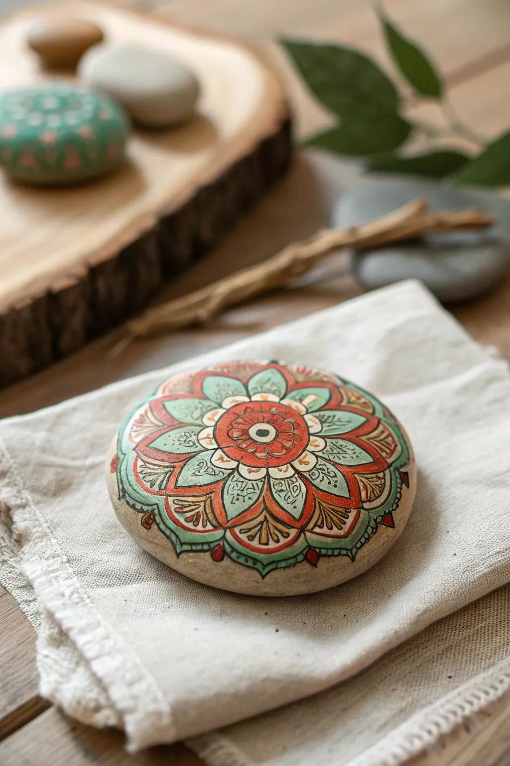 Find your zen with mandala rock painting, where simplicity meets mindful artistry.