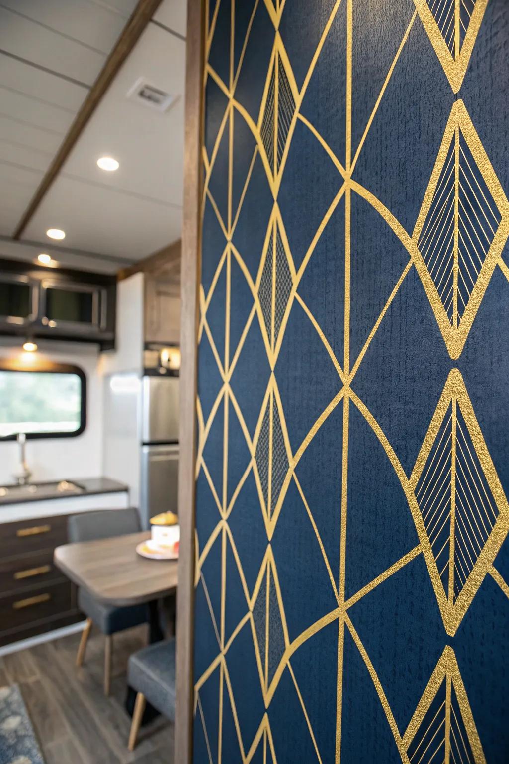 Transform your RV dining space into a masterpiece with bold, peel-and-stick wallpaper. A touch of luxury and style, without the commitment.