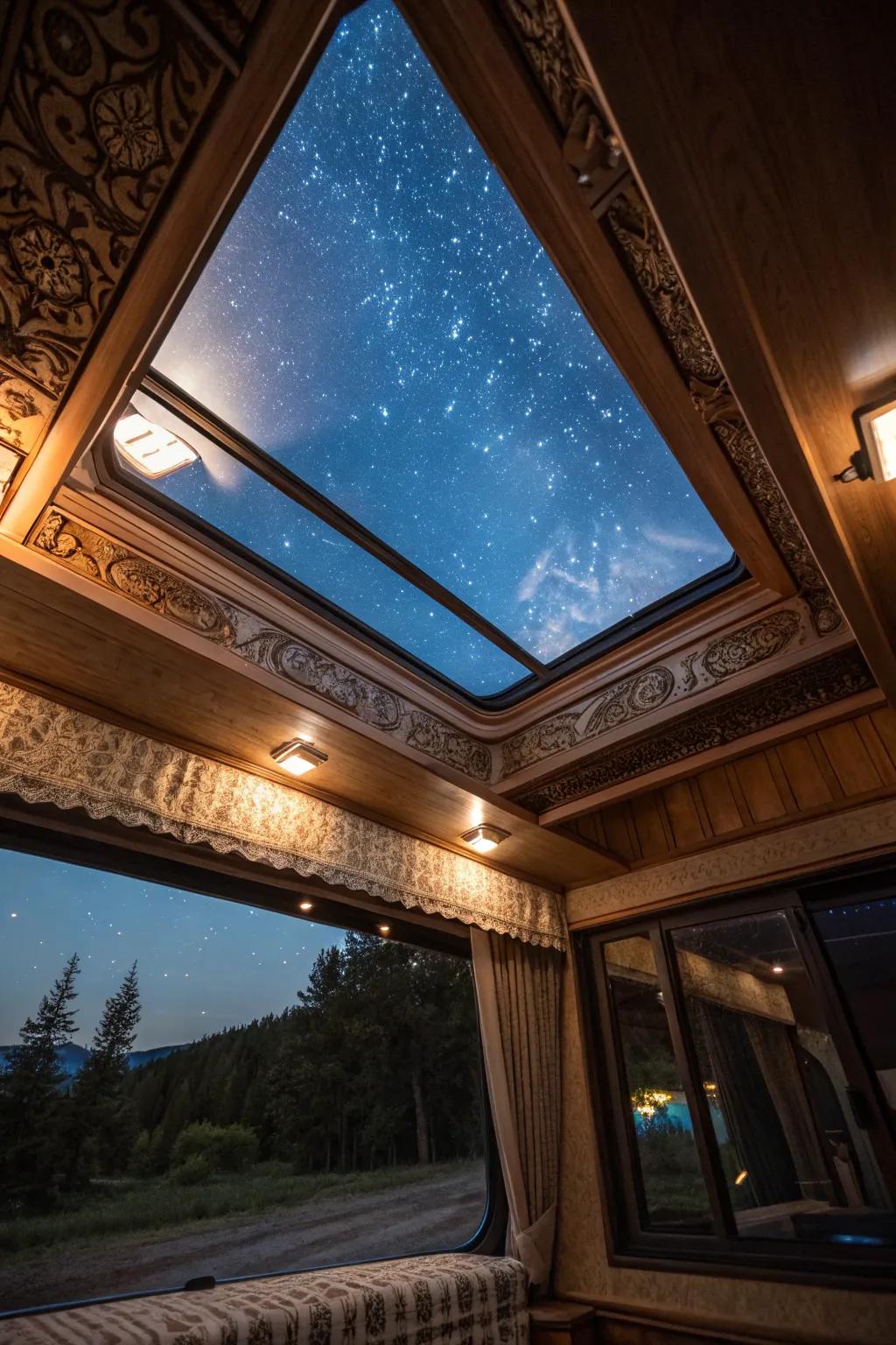 Transform your RV with a skylight for starry night adventures and natural ambiance.