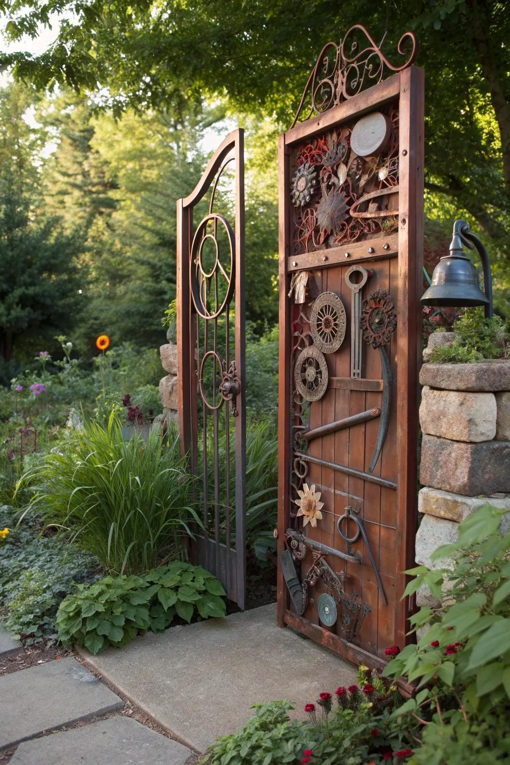Unlock the art of metal with this eclectic garden gate masterpiece.