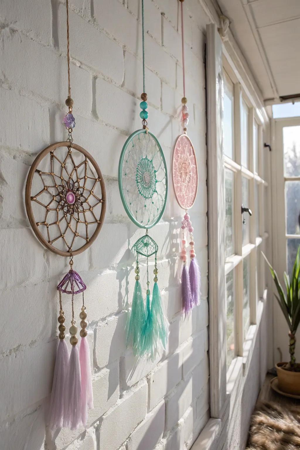 Transform your space with a sensory wall that dances with light and color, embracing Scandinavian minimalism with a boho flair.