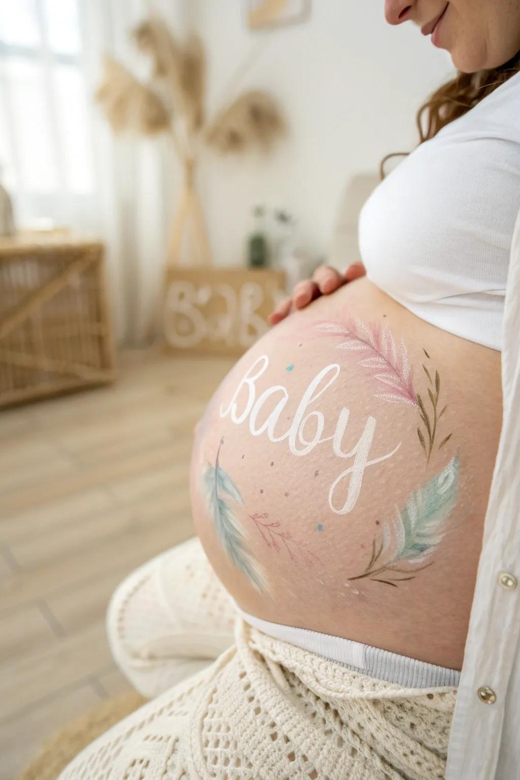 Capture the beauty of motherhood with personalized belly art that tells your story.