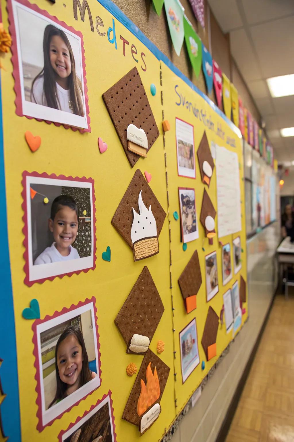 Personalized s'mores with student photos add a personal touch.