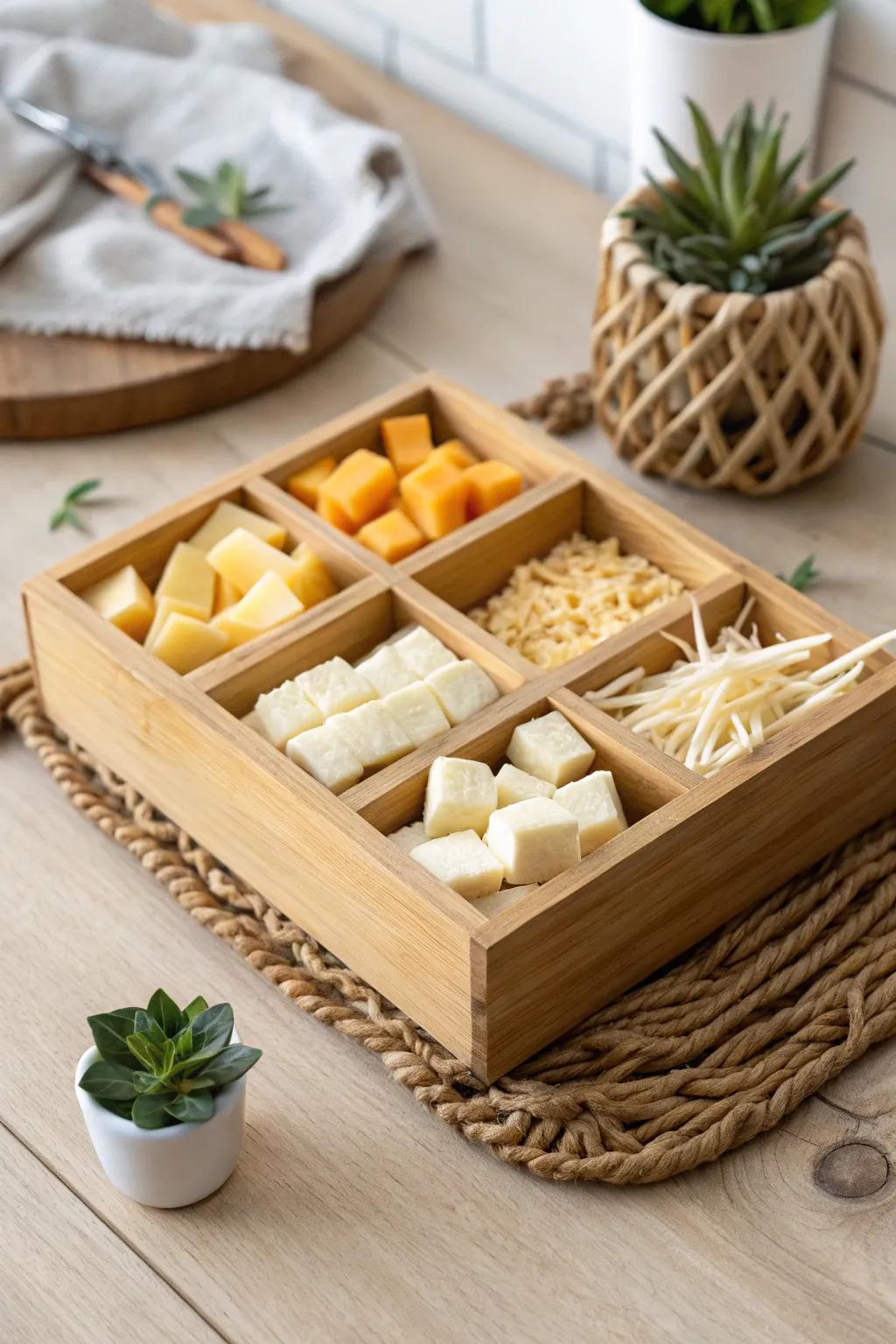 Indulge in a Cheese Lover's Dream: A simple yet sophisticated snackle box for your next gathering.