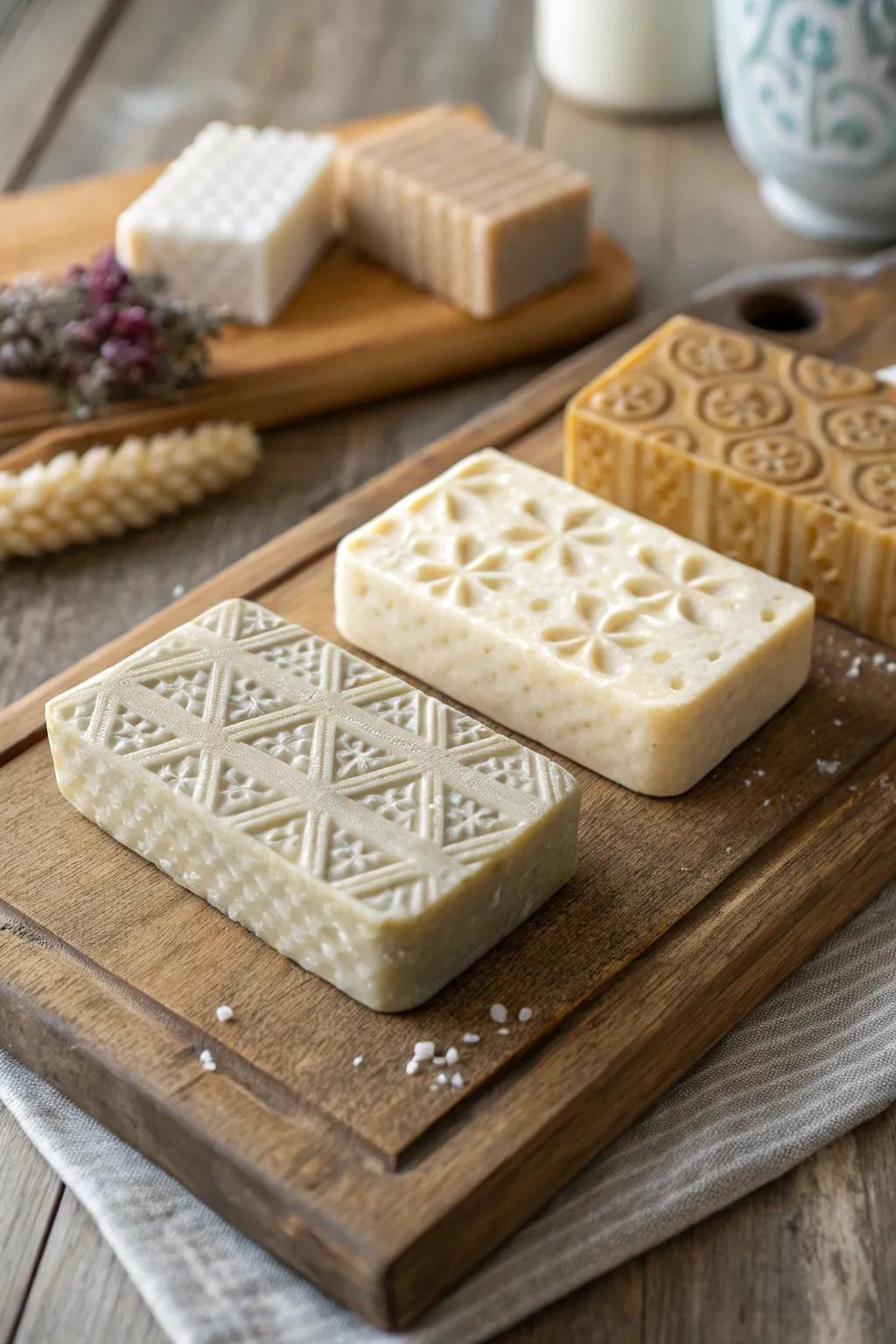 Textured soap bars that combine beauty and functionality.