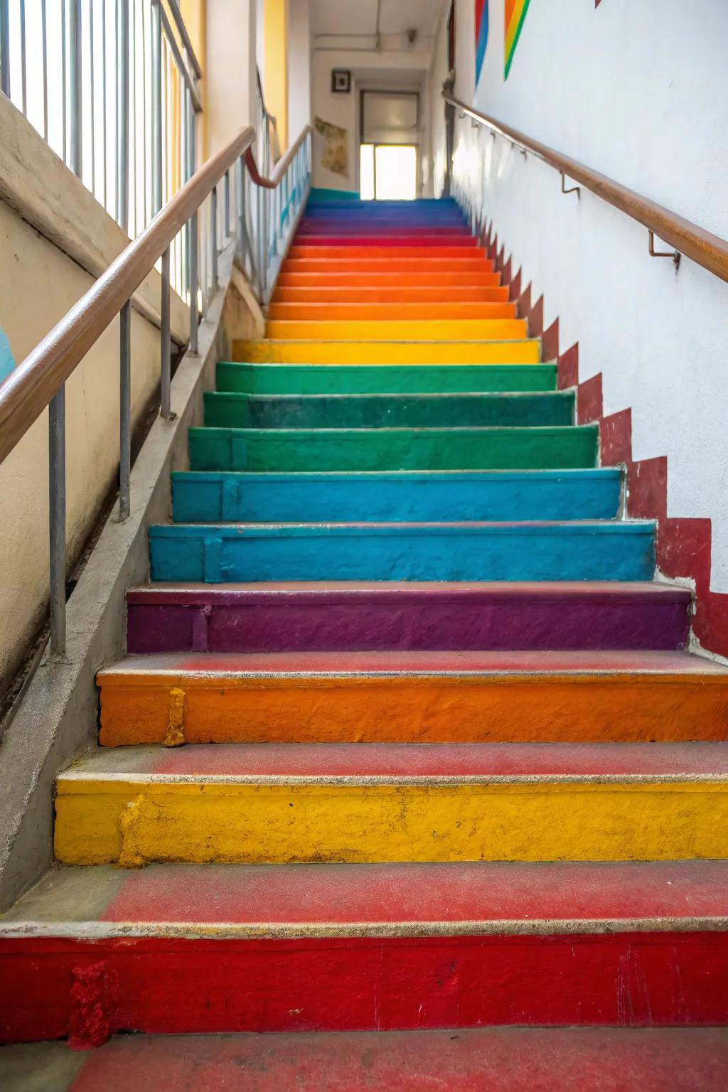 Painted risers add personality and color to any staircase.