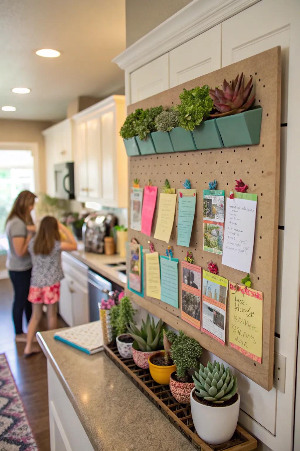 Keep your family organized with a succulent-themed message center.