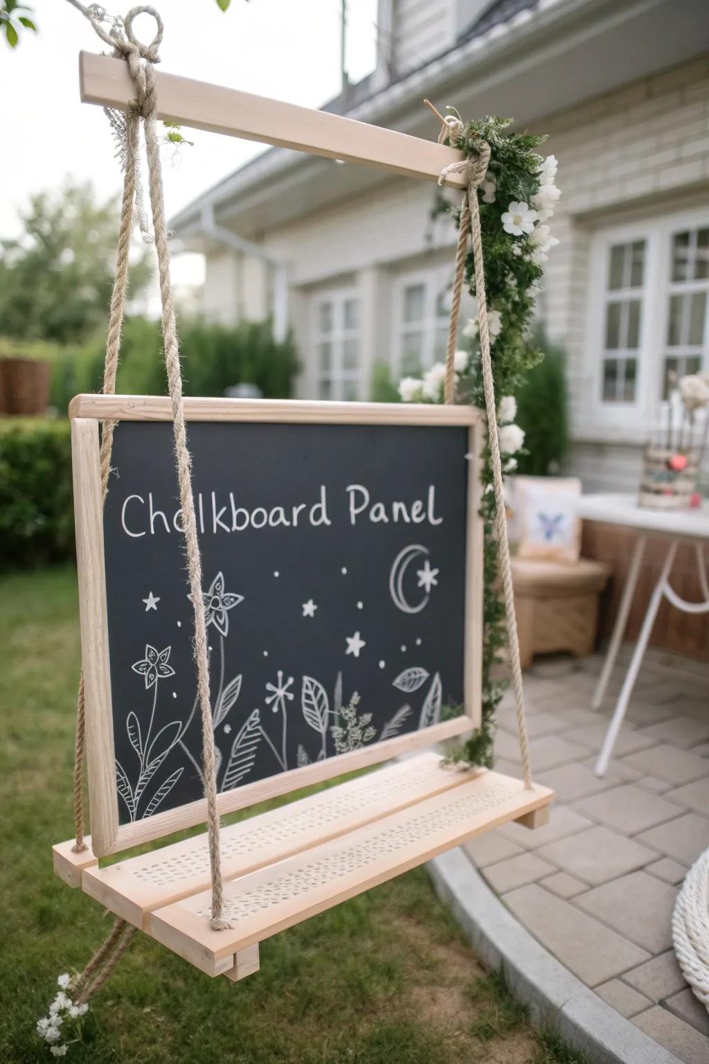 Unleash their creativity with a chic chalkboard swing set addition! 🌿✨ #MinimalistPlay #ScandiBoho