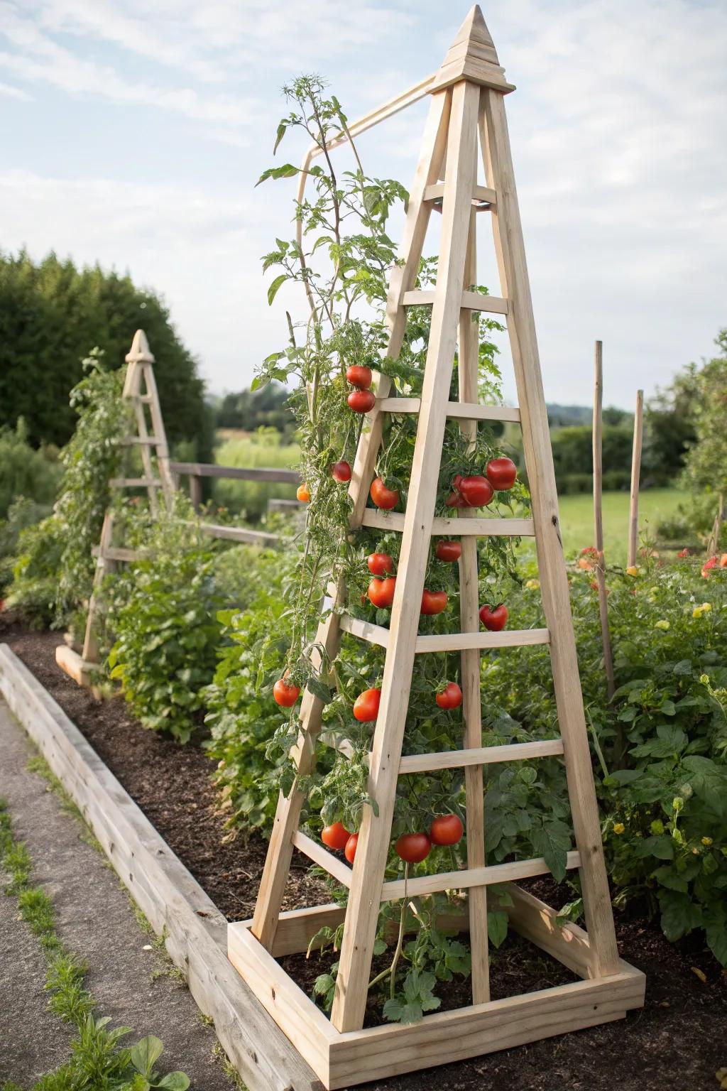 Elevate your garden's elegance with a handcrafted obelisk trellis—where simplicity meets beauty.