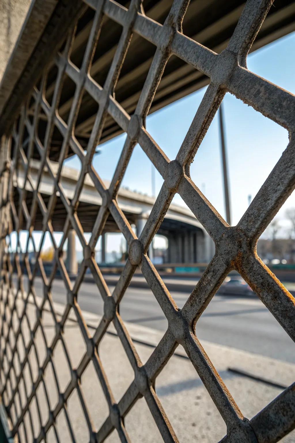 Elevate your deck with industrial flair: Metal lattice for a bold, modern edge.