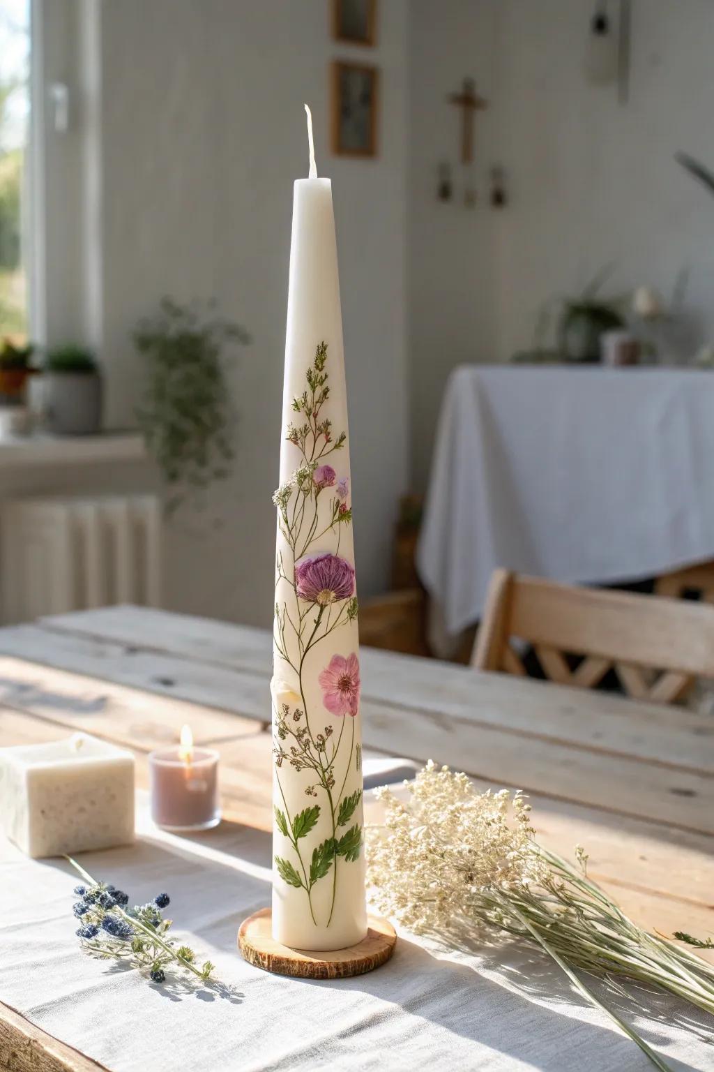 Bring a touch of nature to your home with elegant floral candles, perfect for creating a serene atmosphere.