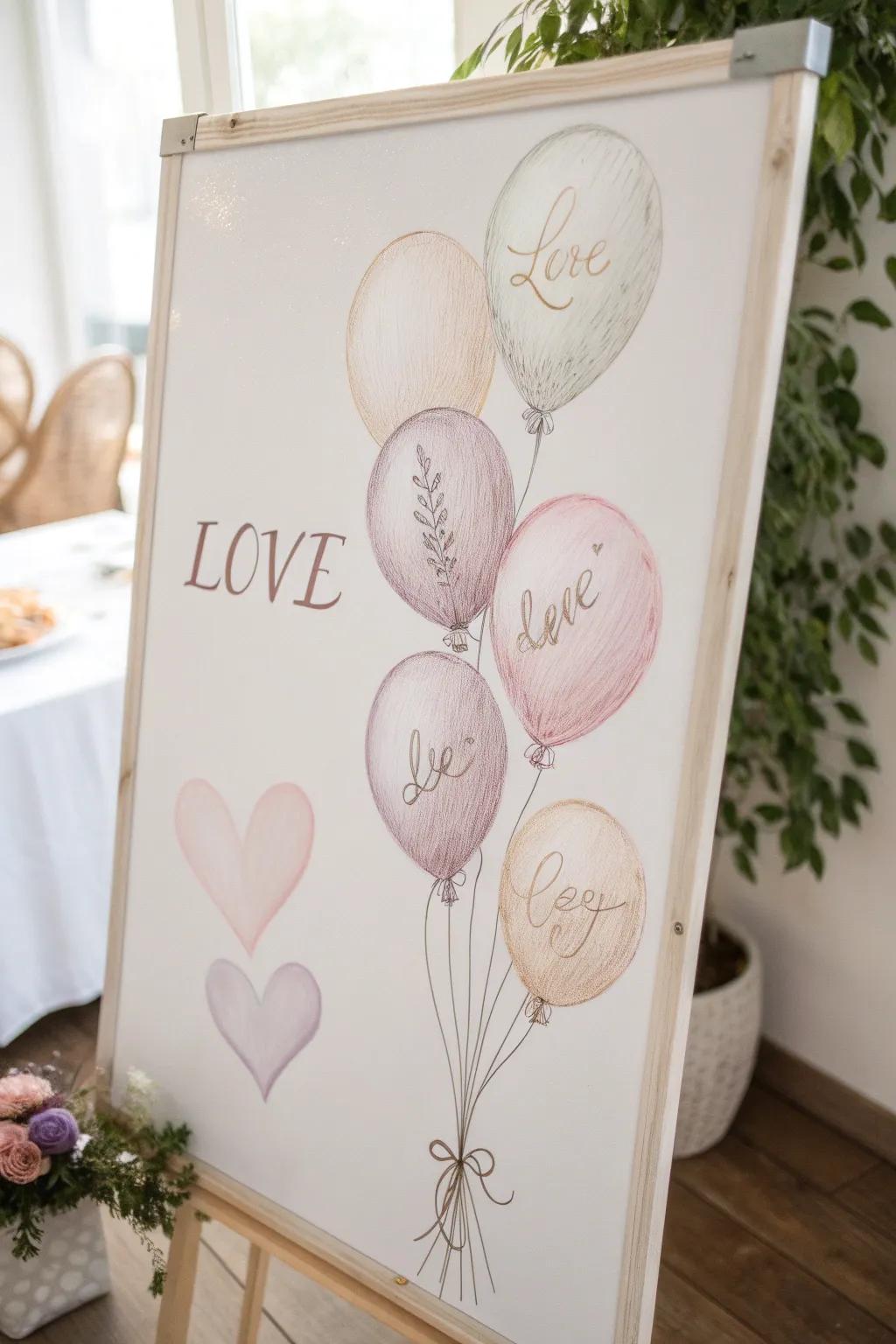 Whimsical Love: Elevate your space with a simple yet enchanting bouquet of love-filled balloons.