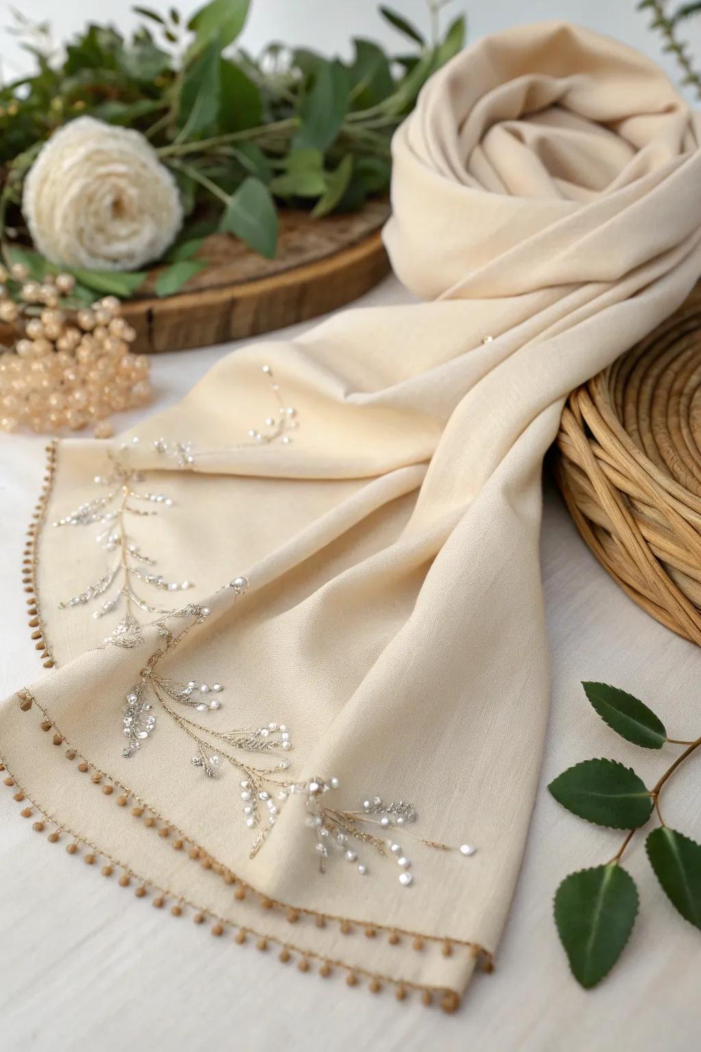 Elevate your mending game with a touch of sparkle—beaded borders that shine with elegance.