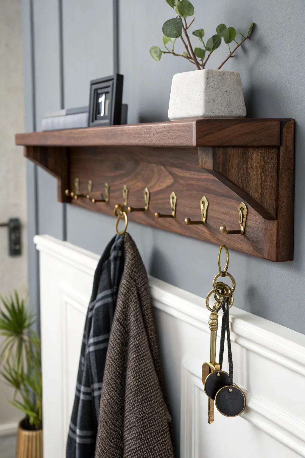 Elevate your entryway with a stylish floating shelf coat rack—where form meets function.