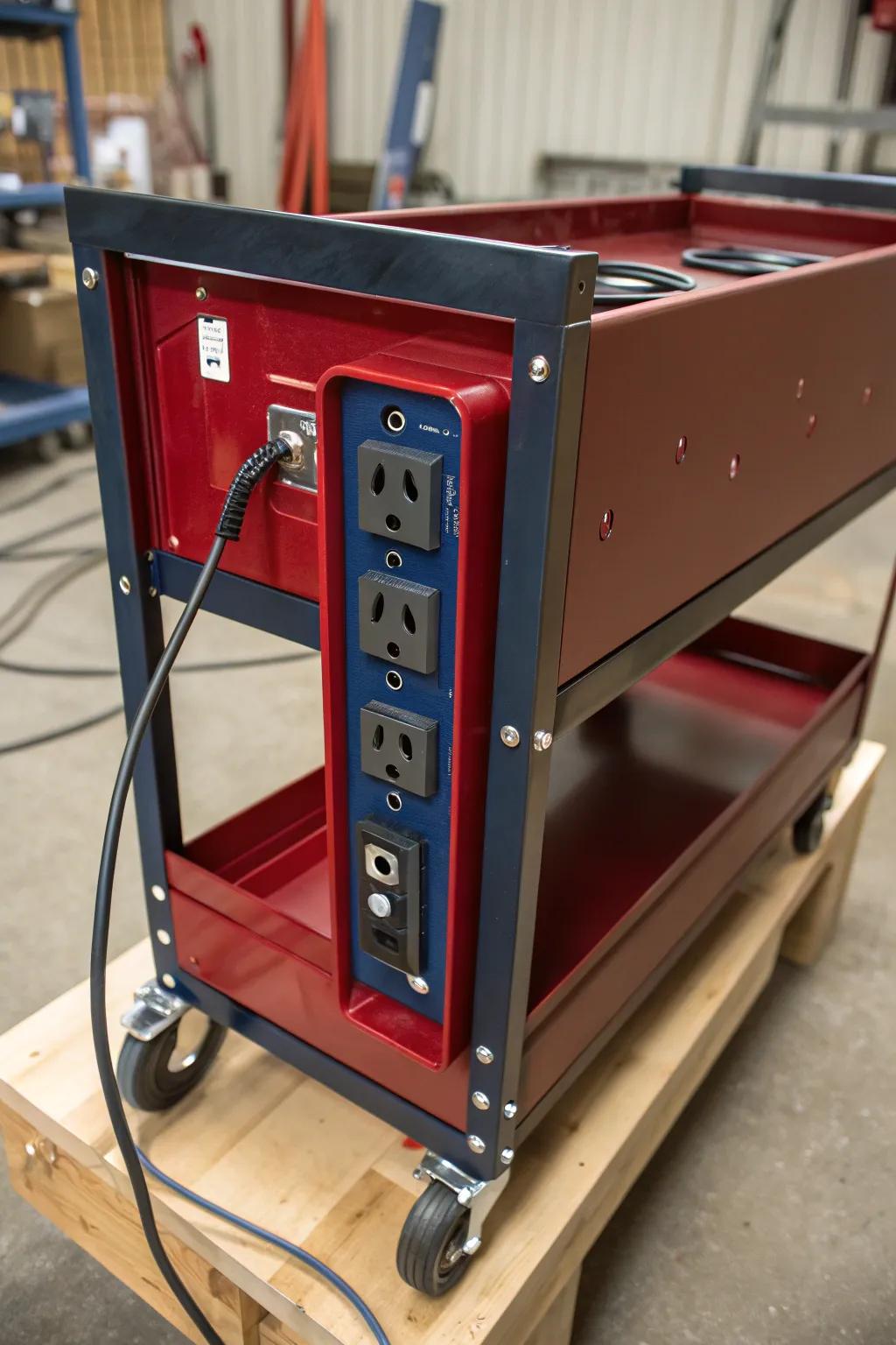 Elevate your workshop efficiency with a cutting-edge welding cart featuring a built-in power strip. Say goodbye to tangled cords and hello to streamlined craftsmanship!
