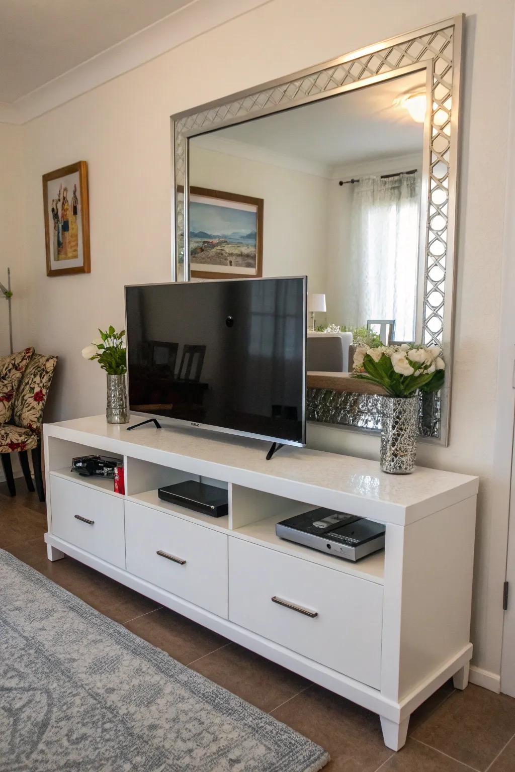 Open up your space with a decorative mirror.