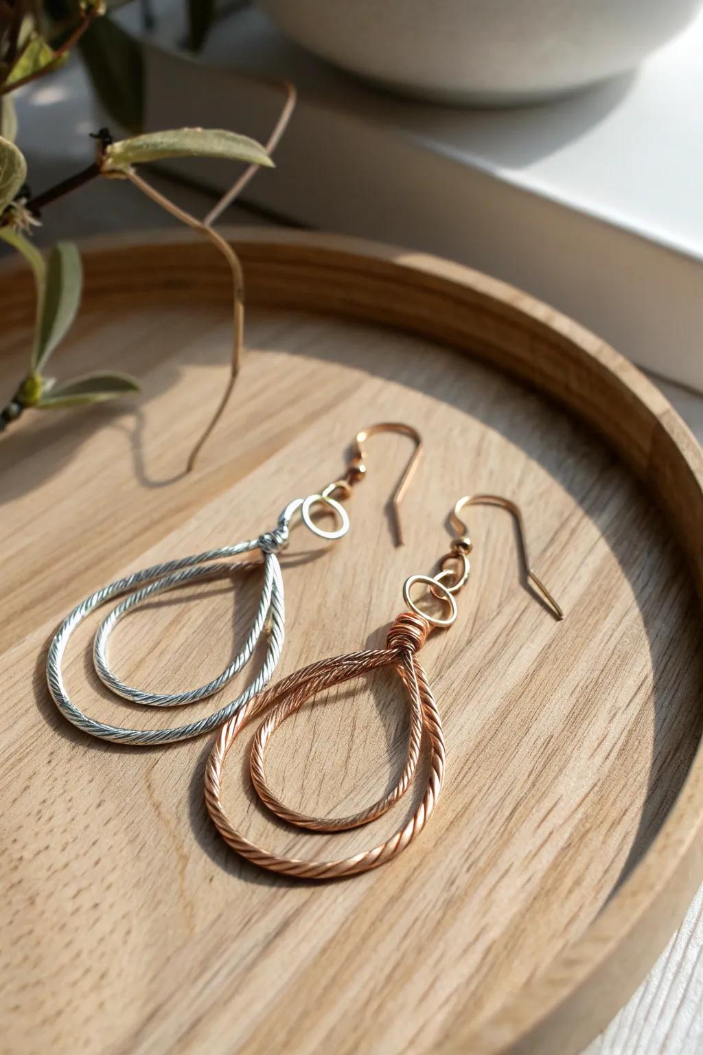 Elevate your style with these stunning mixed-metal wire earrings, perfect for a touch of edgy elegance.