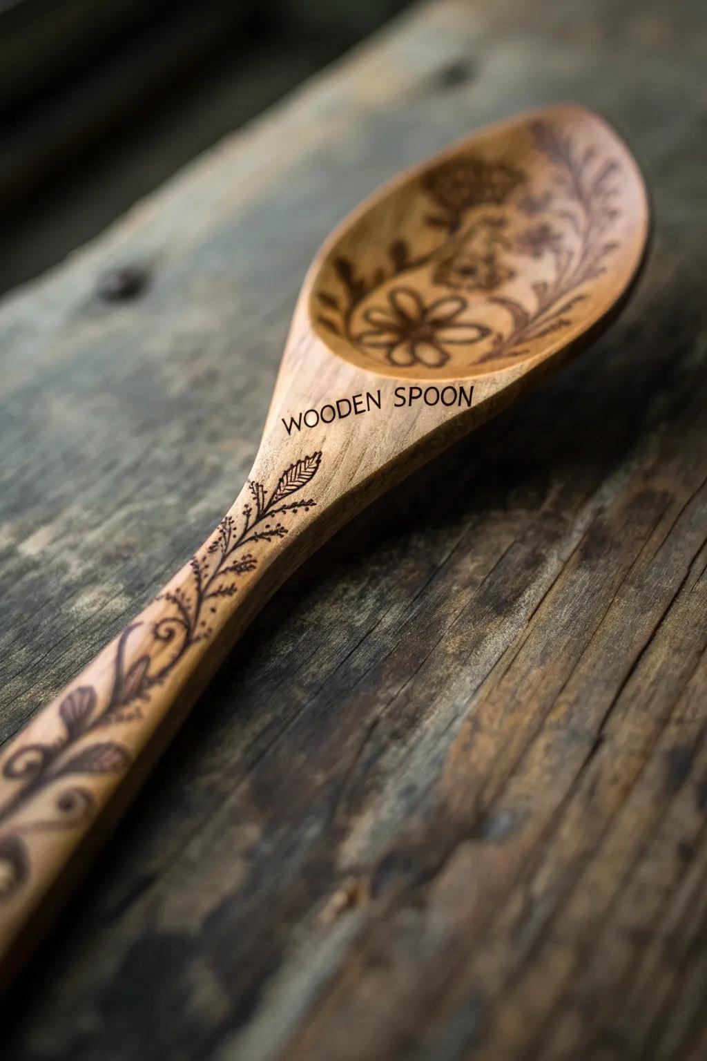 Elevate your kitchen's aesthetic with masterfully crafted wood-burned spoon sets.