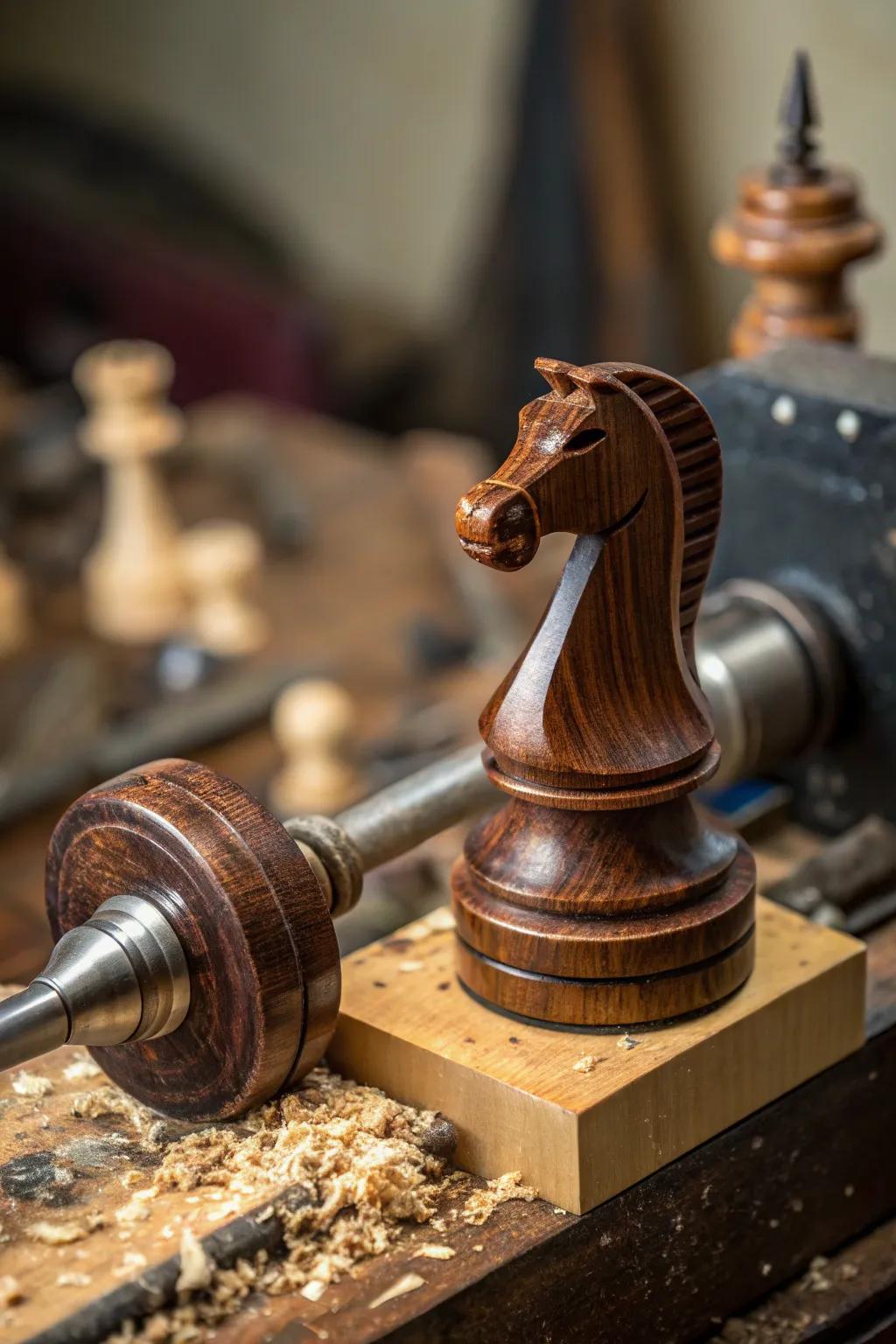 Craft your strategy with elegance: Hand-turned chess pieces that elevate every game.