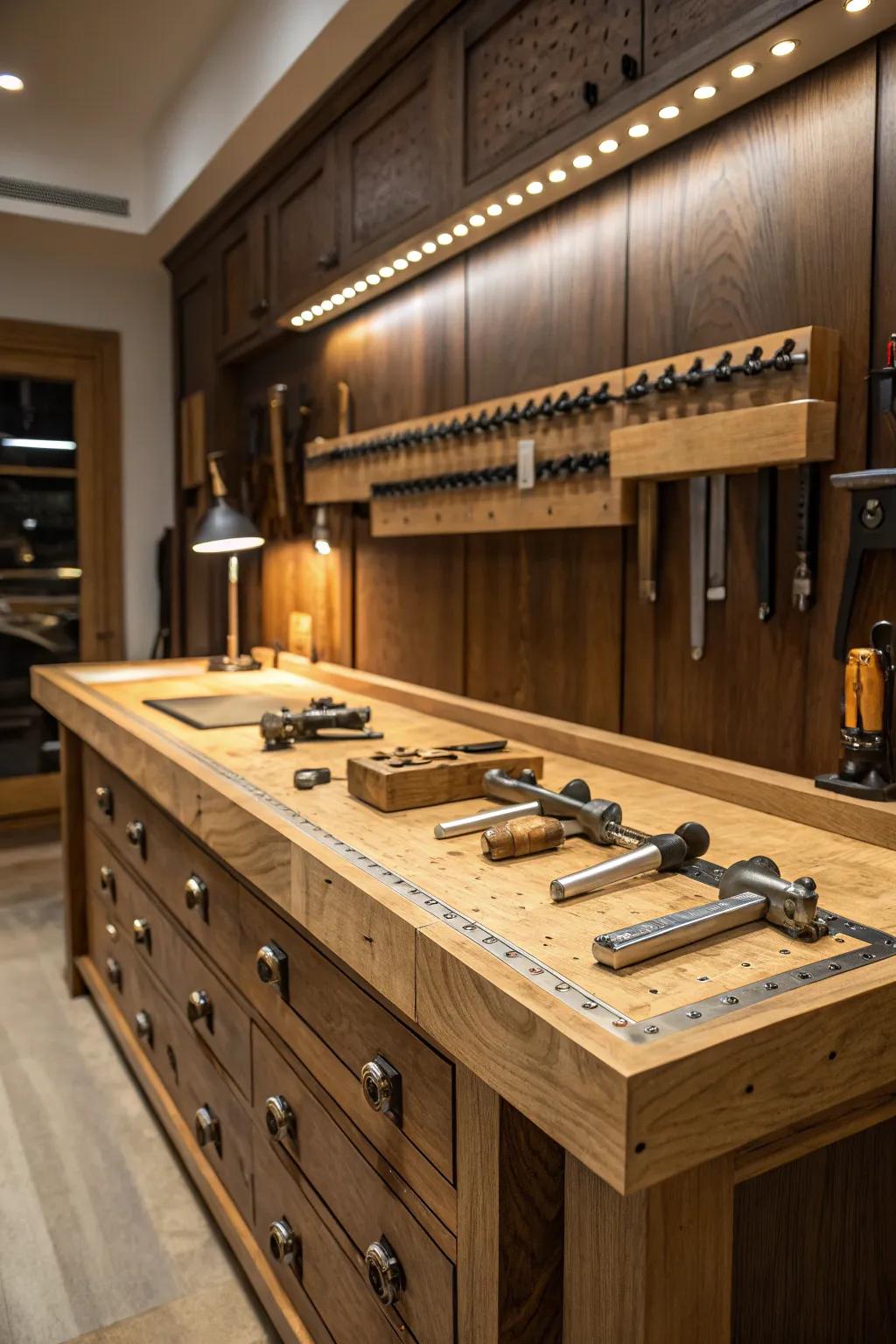 Transform your workspace into a powerhouse of functionality with premium clamps and built-in lighting.