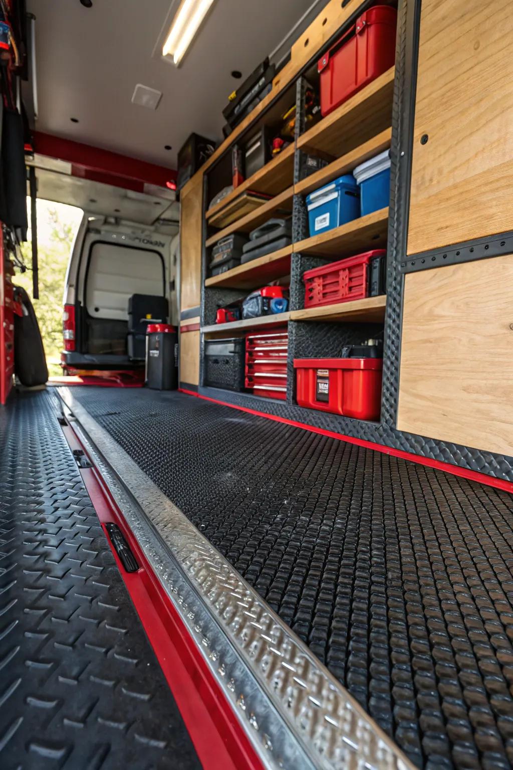 Upgrade your workspace: Discover the difference non-slip flooring can make in your work van!