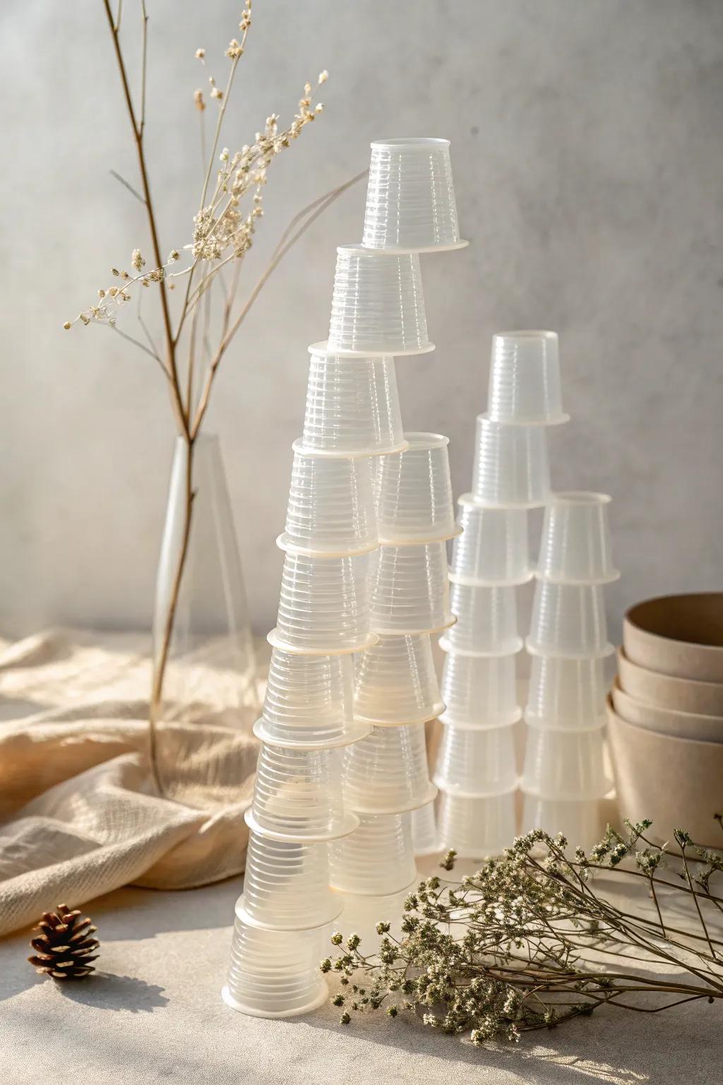 Celebrate creativity and simplicity with this stunning 100 Cups Sculpture, perfect for exploring young minds' ingenuity.