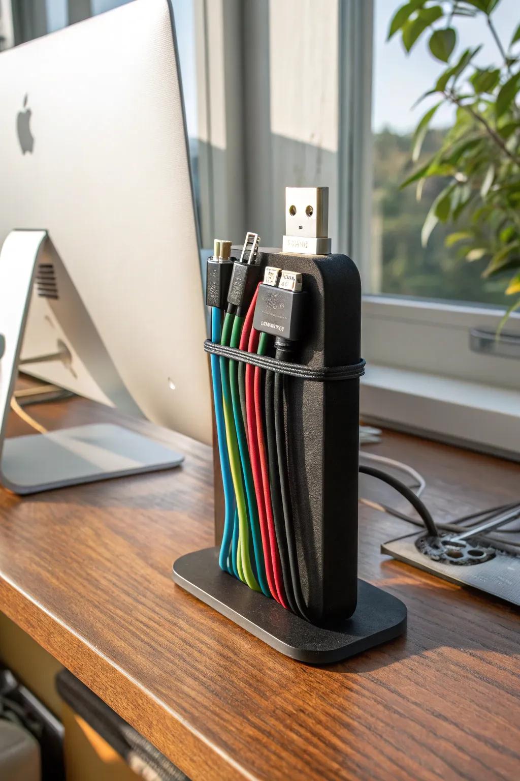 Elevate your workspace with a 3D-printed cable holder that combines style and efficiency. #DeskGoals #3DPrinting