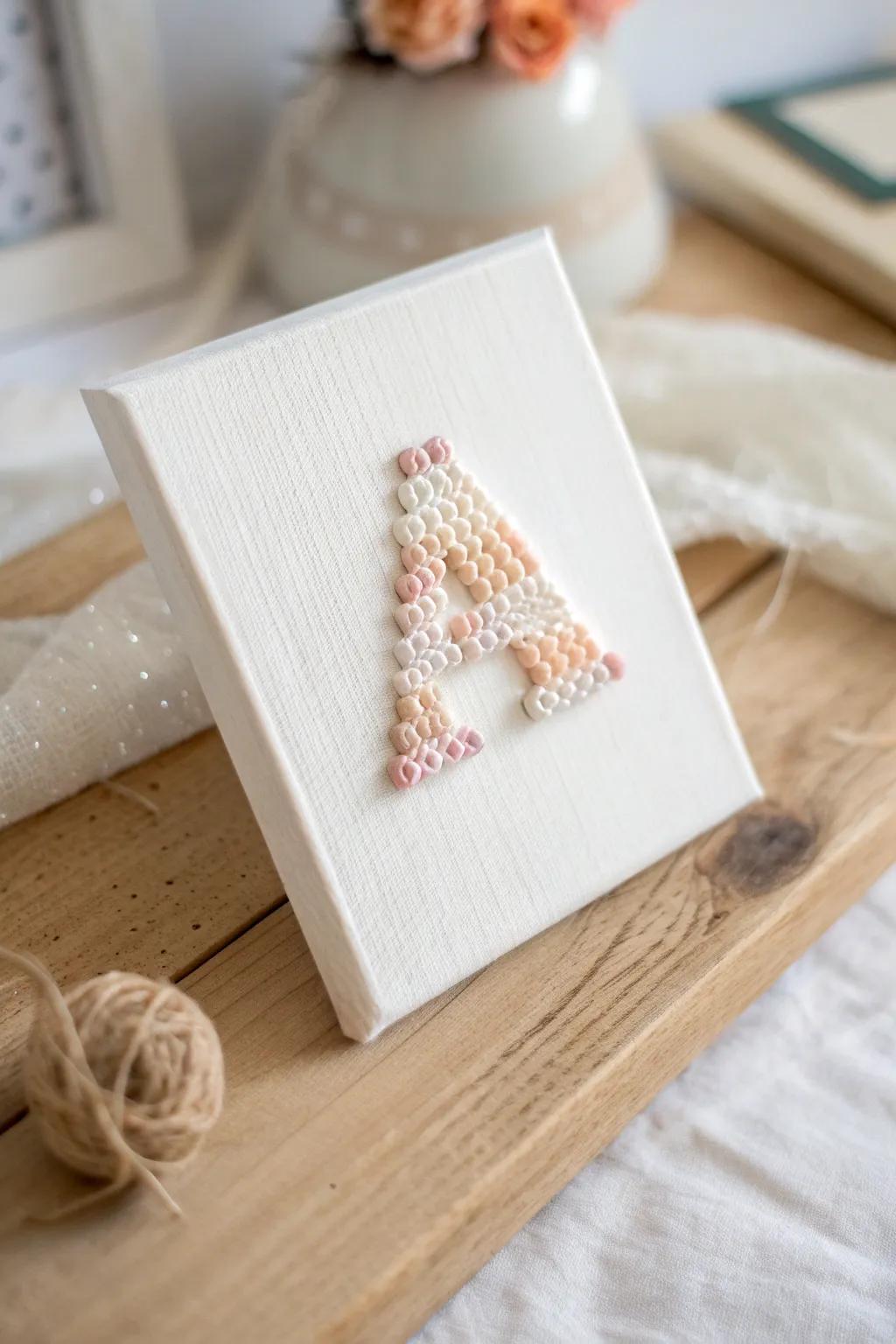 Add a personal touch of elegance to your space with minimalist perler bead monograms.