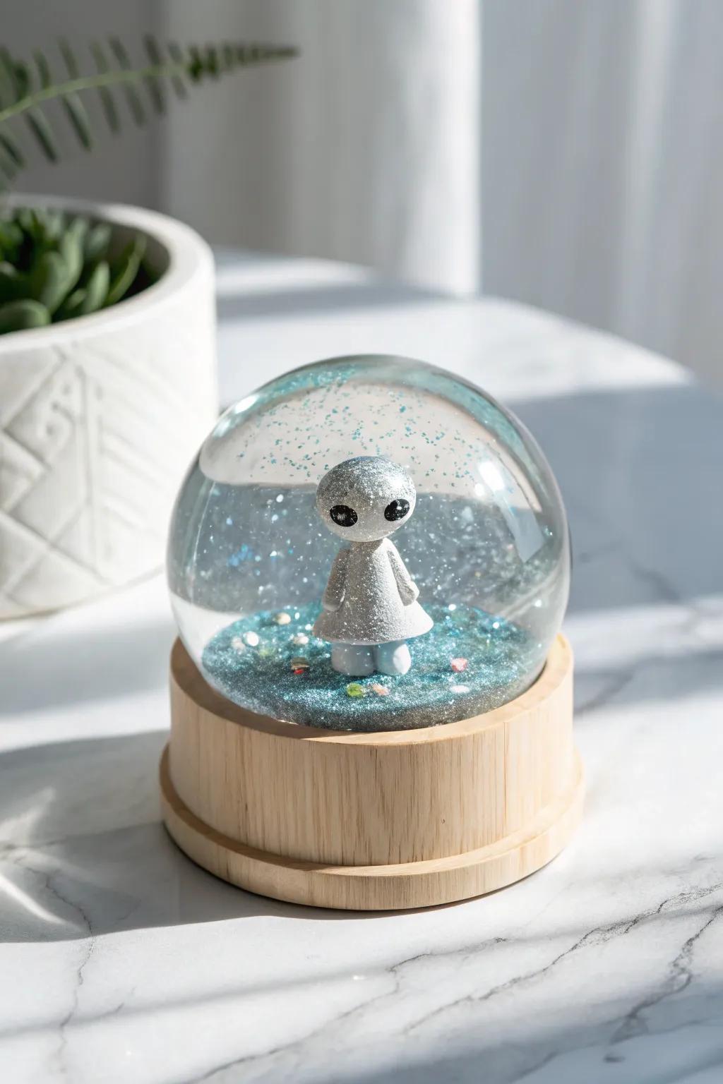 Capture cosmic creativity with these enchanting alien snow globes – perfect for sparking new ideas.