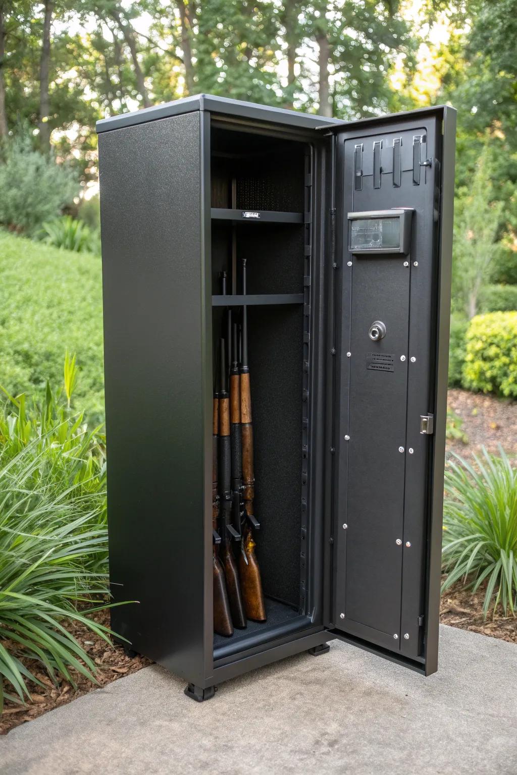 Elevate your outdoor gear storage with this sleek, weather-resistant ammo cabinet.