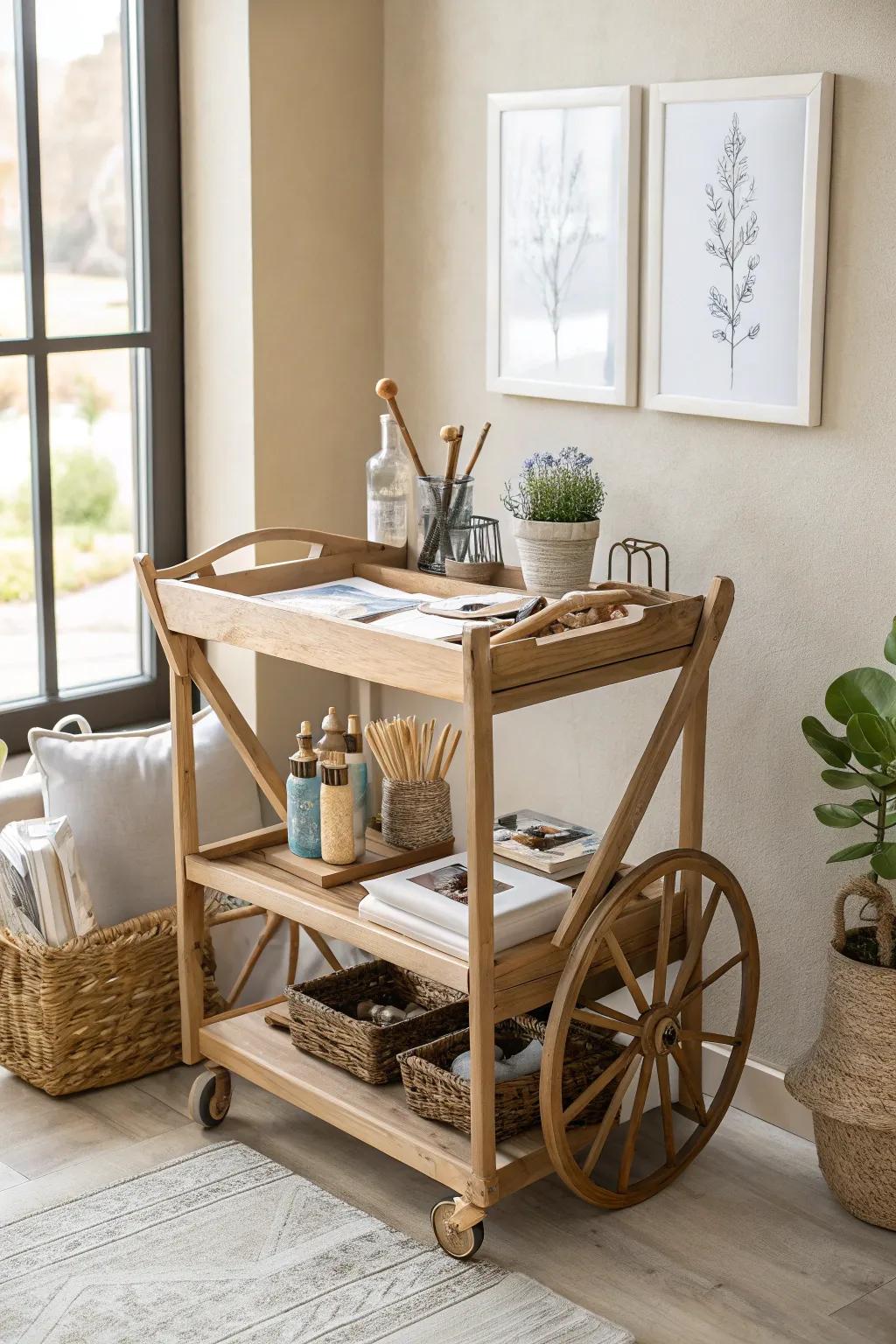 Roll into creativity with style and grace. 🌿🖌️ #ArtCartMobility #ScandiBohoElegance
