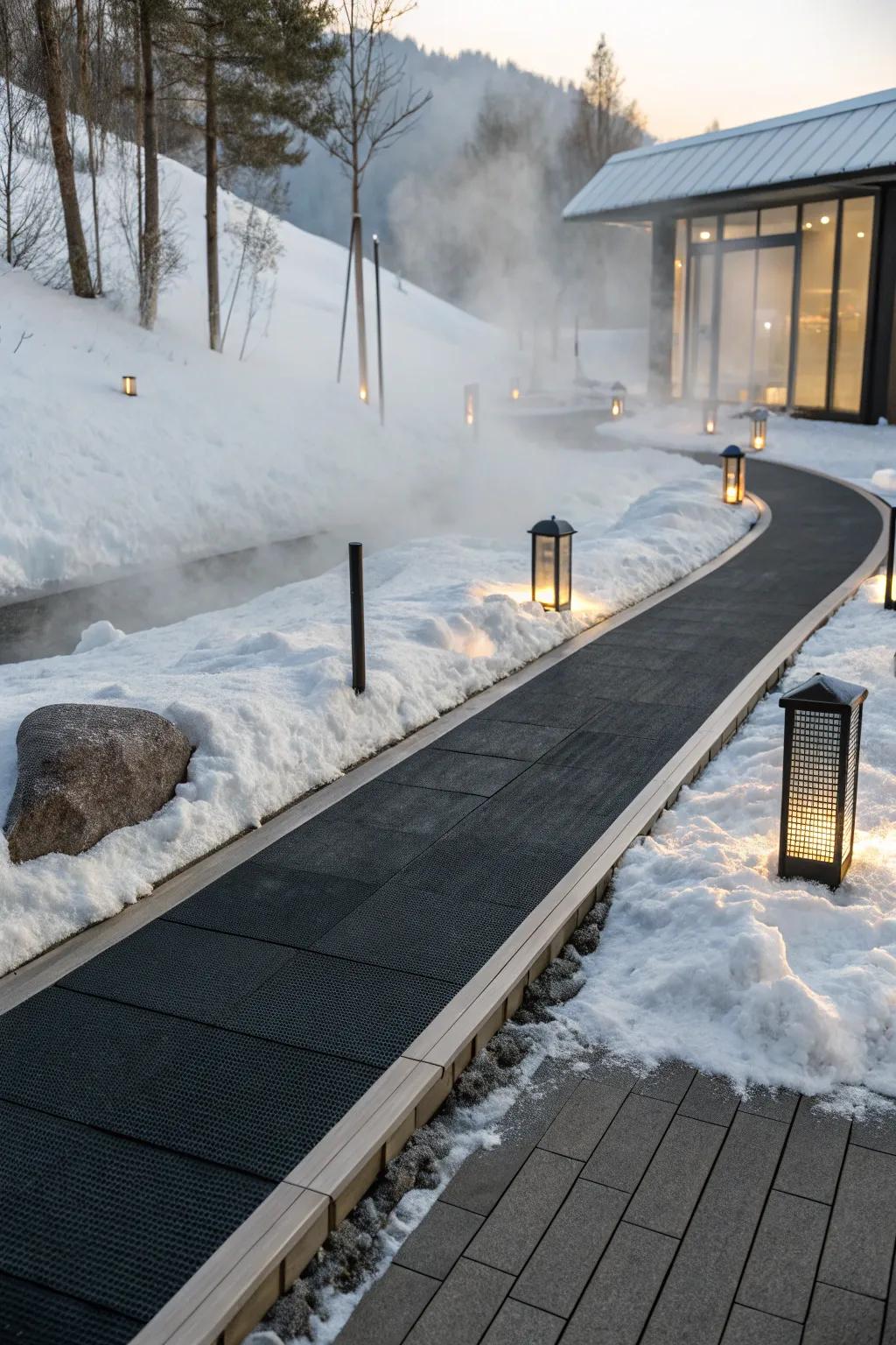 Step into warmth: Experience the luxury of a heated asphalt walkway this winter.