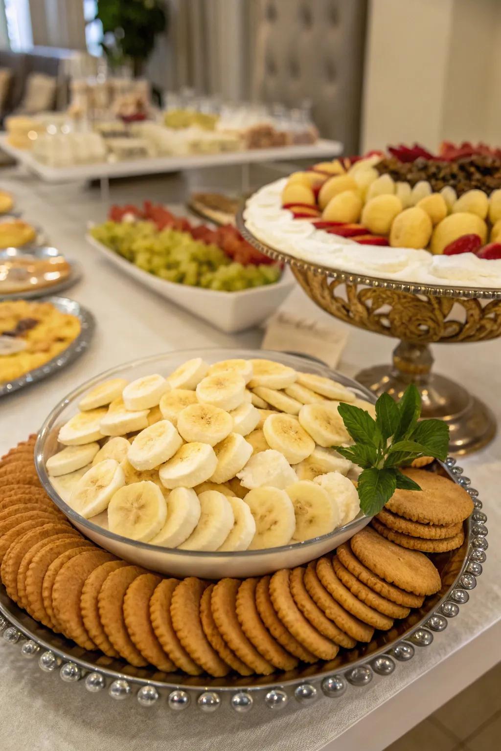An elegant platter presentation perfect for buffet settings.