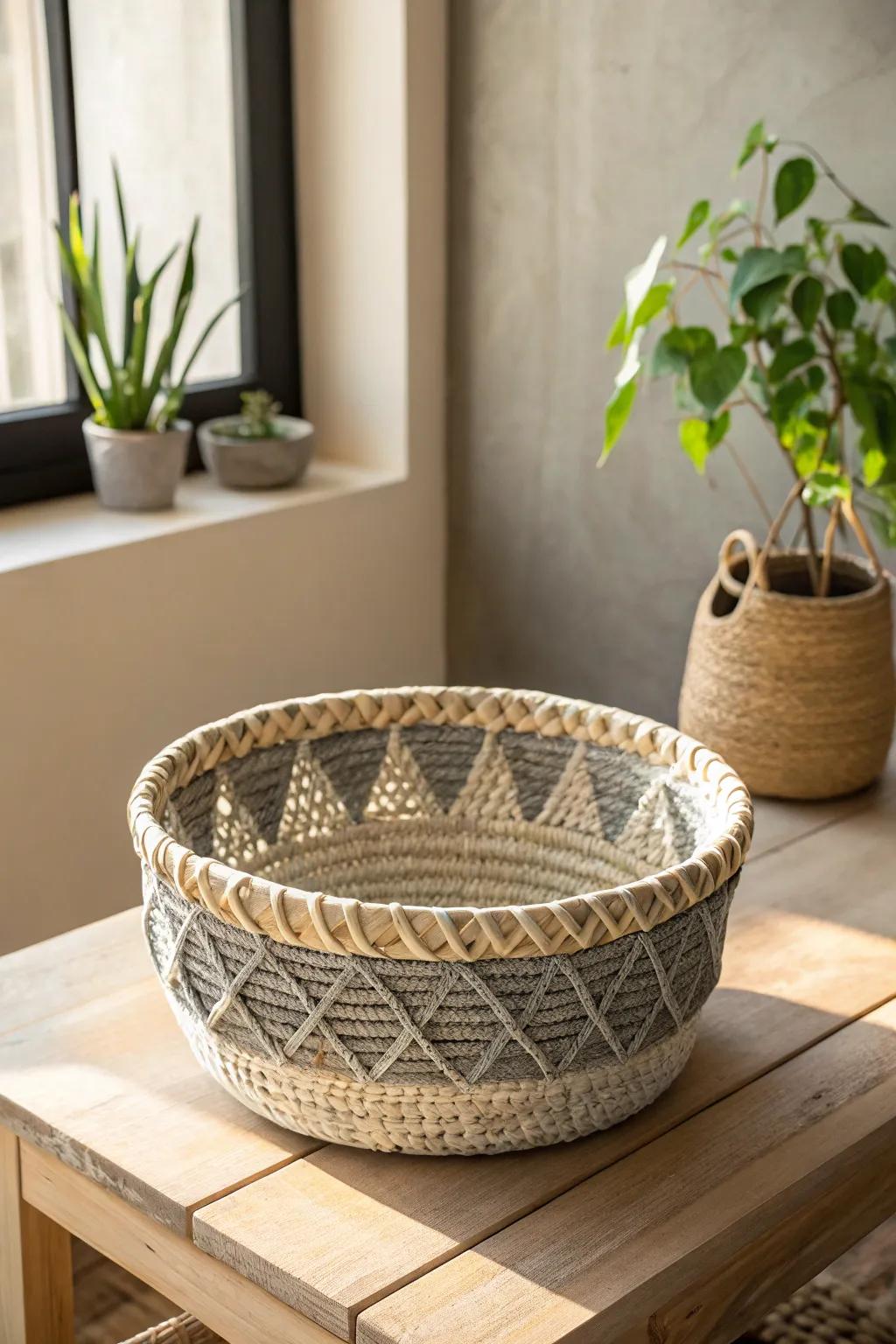 Crafted with care: Elevate your storage with rustic newspaper baskets.
