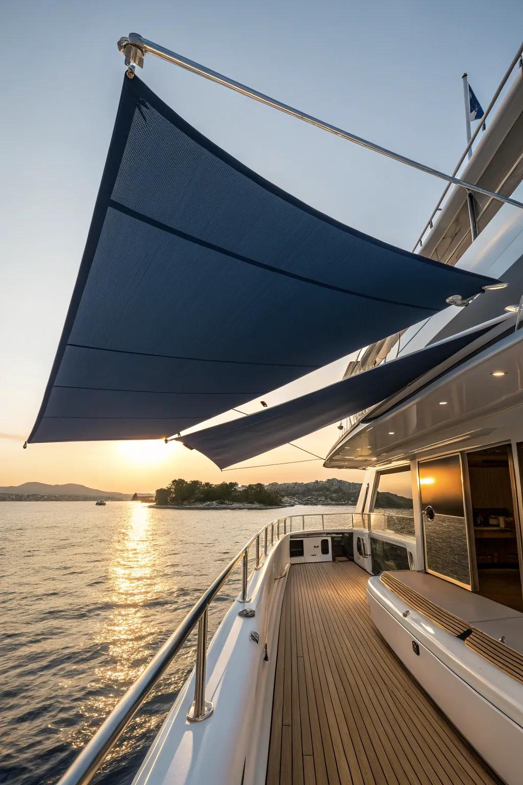 Elevate your yacht experience with a custom fabric awning that combines style and function.