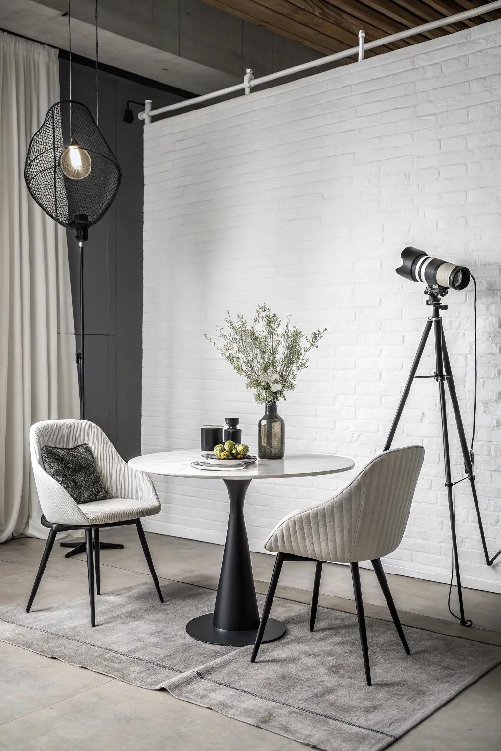 Sleek minimalist monochrome backdrop