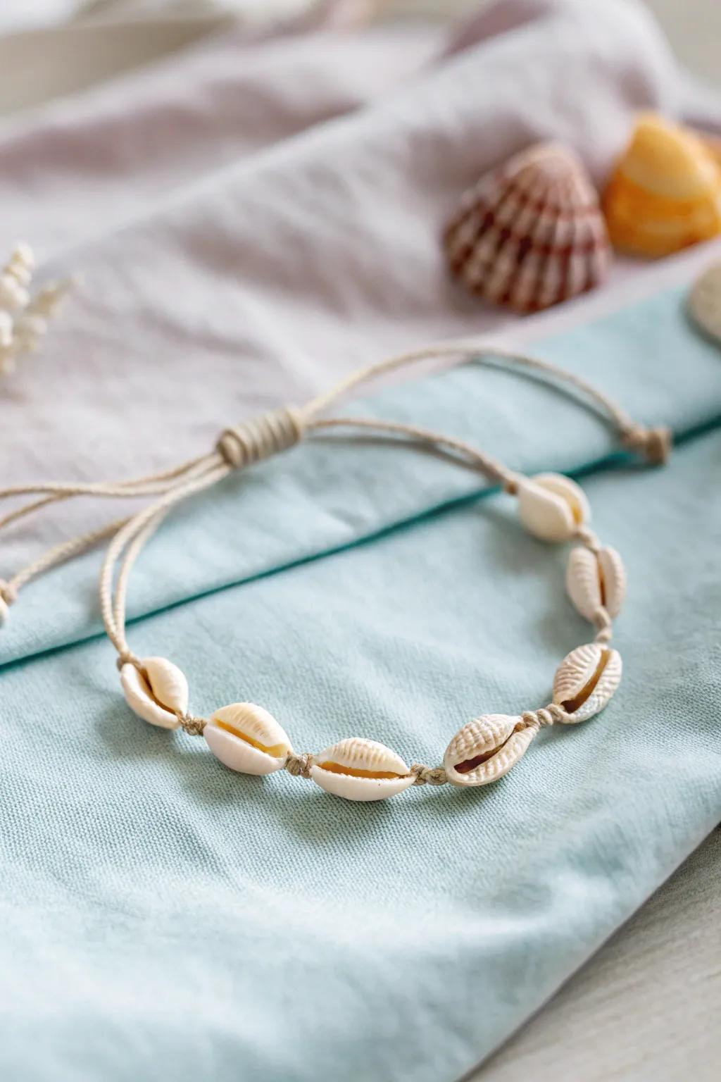 Capture the essence of the sea with this charming seashell bracelet — a simple yet beautiful reminder of sunny beach days.