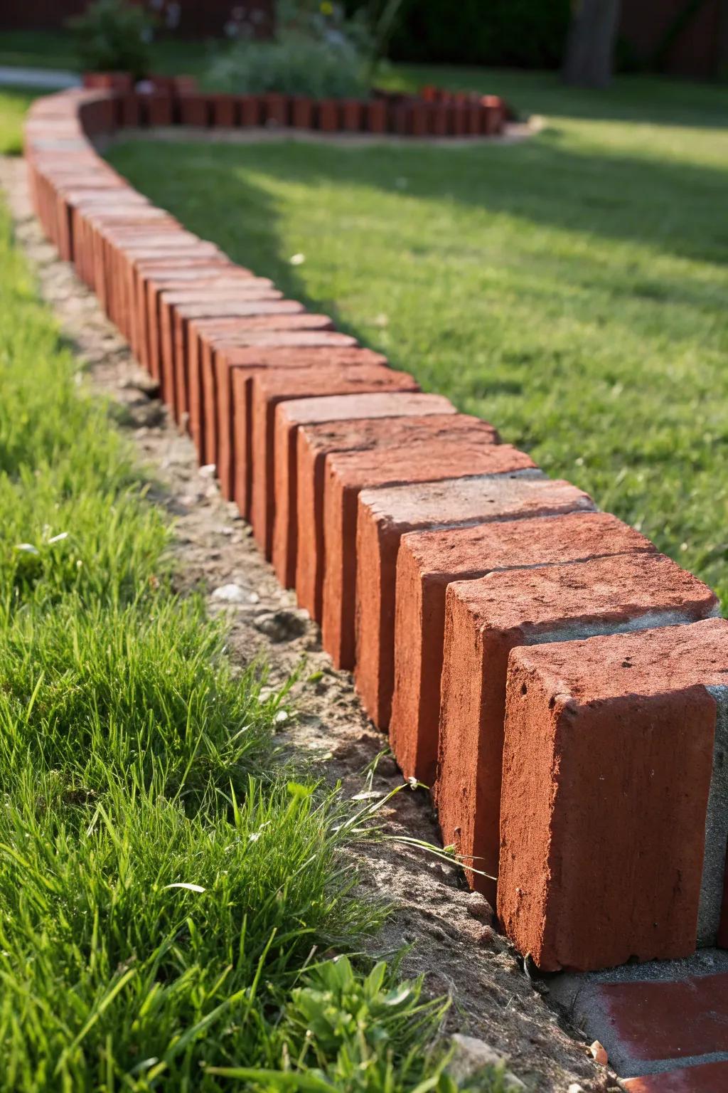 Elevate your garden design with bold vertical brick edging.
