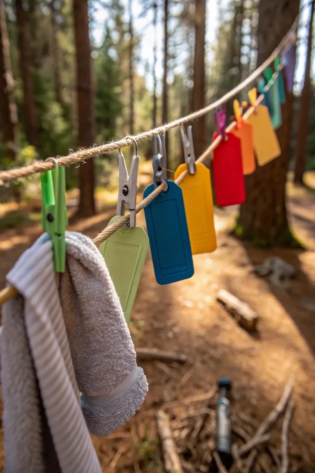 Turn ordinary bread tags into versatile camping clothespins for a hassle-free outdoor adventure.