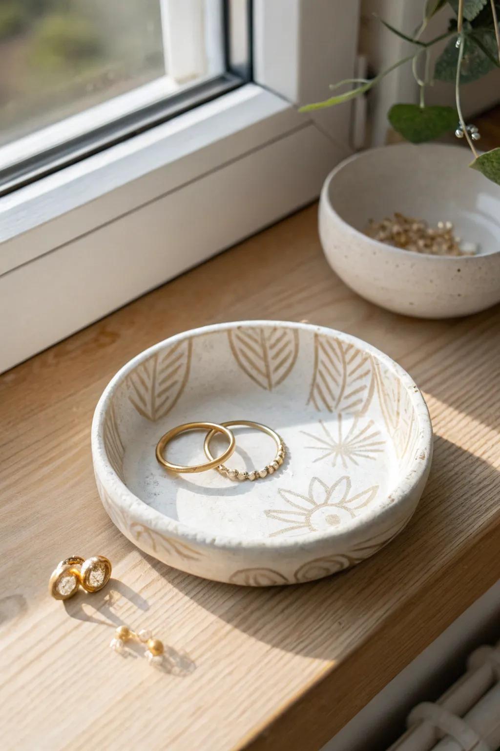 Elegance in simplicity: Custom jewelry dishes that blend functionality with artful design.