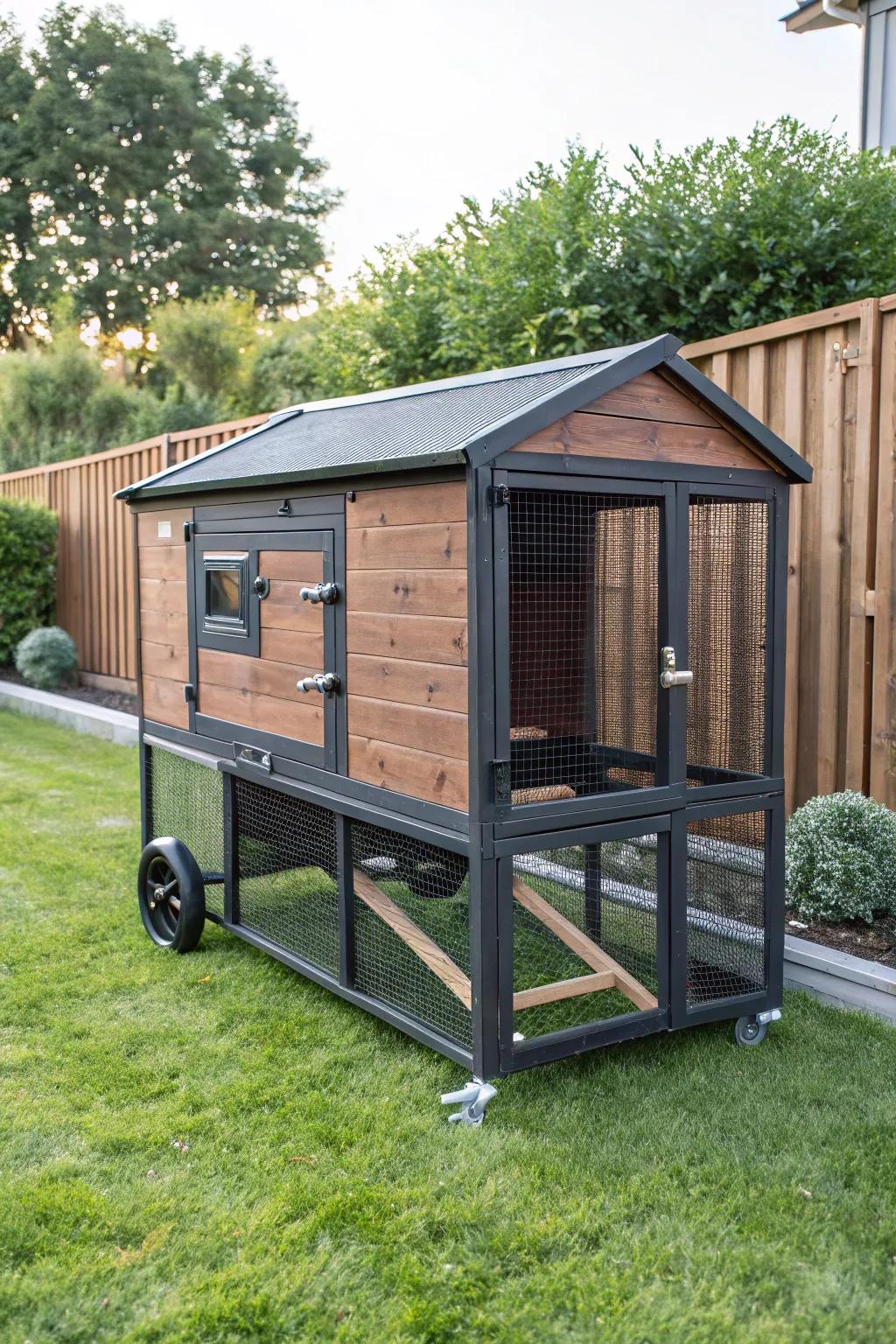 Revolutionize your backyard with this stylish and movable chicken coop. A fresh start for your flock every week!