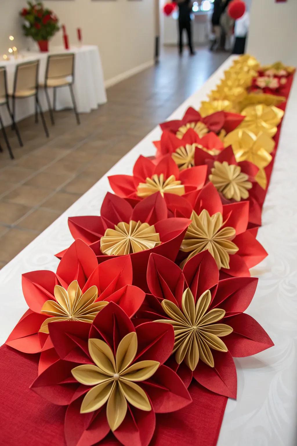 Origami flowers add a creative and traditional touch to your decor.